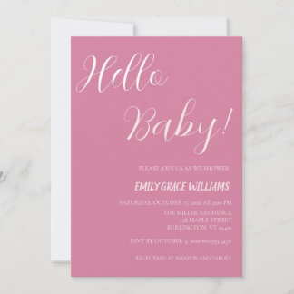 Hej Bebis! Rosa Baby Shower Inbjudan för en Bebis