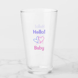 Hej bebis rosa lila hjärta akvarell boho glaskopp