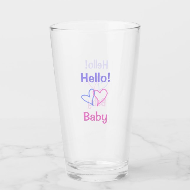 Hej bebis rosa lila hjärta akvarell boho glaskopp (Framsida)