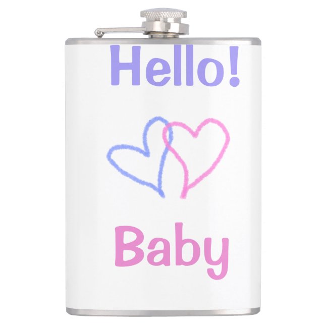 Hej bebis rosa lila hjärta namn vattenfärg boho fickplunta (Framsidan)