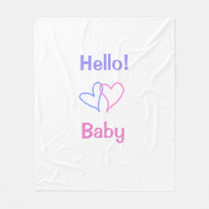 Hej bebis rosa lila hjärta namn vattenfärg boho fleecefilt