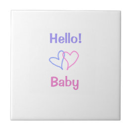 Hej bebis rosa lila hjärta namn vattenfärg boho kakelplatta