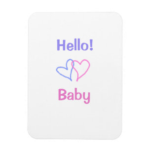 Hej bebis rosa lila hjärta namn vattenfärg boho magnet