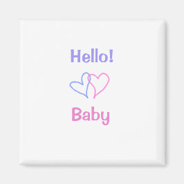 Hej bebis rosa lila hjärta namn vattenfärg boho magnet