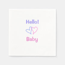 Hej bebis rosa lila hjärta namn vattenfärg boho