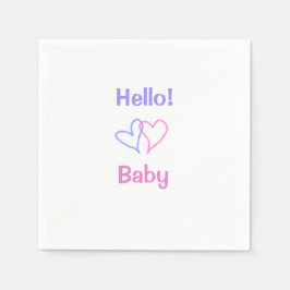 Hej bebis rosa lila hjärta namn vattenfärg boho pappersservett