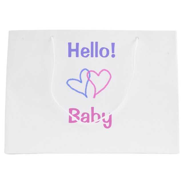 Hej bebis rosa lila hjärta vattenfärg boho (Framsidan)