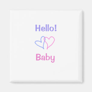 Hej bebis rosa lila hjärta vattenfärg boho magnet