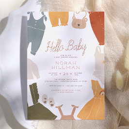 Hej Bebis | Söta Boho Kläder Flicka Bebis Shower Inbjudningar