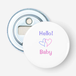 Hej bebiskärlek rosa lila hjärta namnvattenskrift  flasköppnare