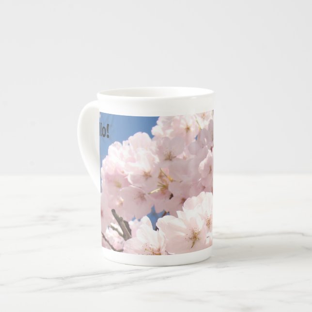 Hej! Benporسلlinemugg Rosa Blommor Benporslin Mugg (Framsida vänster)