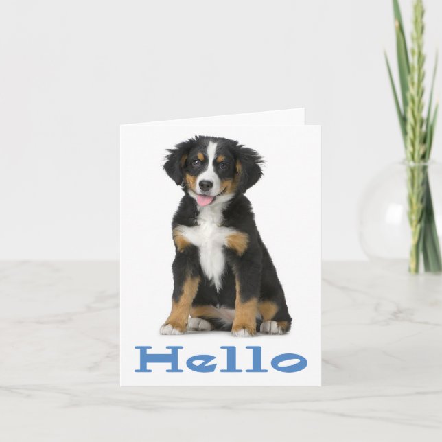 Hej Bernese Mountain Hund Puppy Hund Card Kort (Framsida)