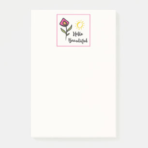 Hej Bevacker Söt Wildlblommor och Sol Post-it Block
