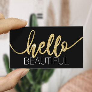 Hej Bevackert Guld Typography Beauty Salon Visitkort
