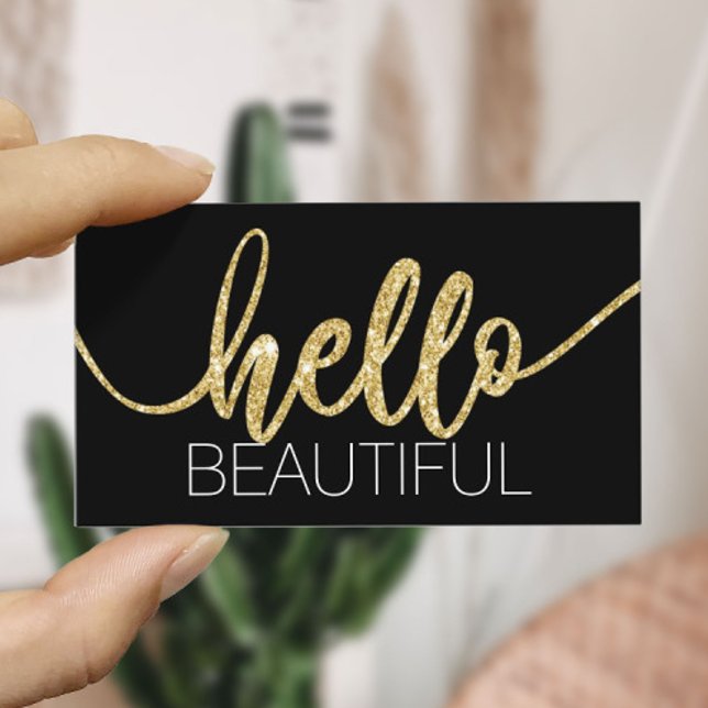 Hej Bevackert Guld Typography Beauty Salon Visitkort (Skapare uppladdad)