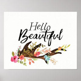 Hej Bevackra Antler och Flowers Poster