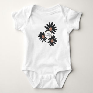 Hej Bevackra Black Rosa Daisy Flowers T Shirt