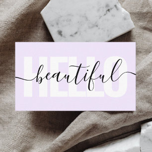 Hej Bevackra Girly Calligraphy Lila Visitkort