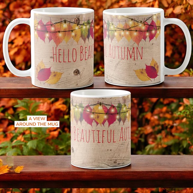 Hej Bevackra Höst löv Firefly Ljus Kaffemugg (Template fall inspired ceramic mug design.)