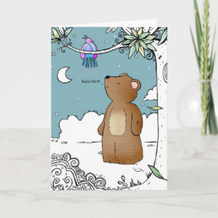 Hej Bird sade Bear - hälsningskort Kort