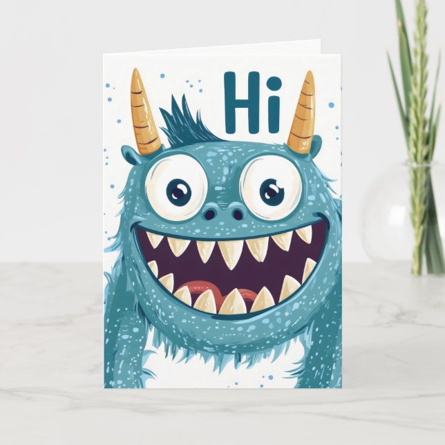 Hej Blå Monster Helgkort (Framsida)