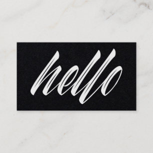 Hej Black and White Minimalist Modern Script Visitkort