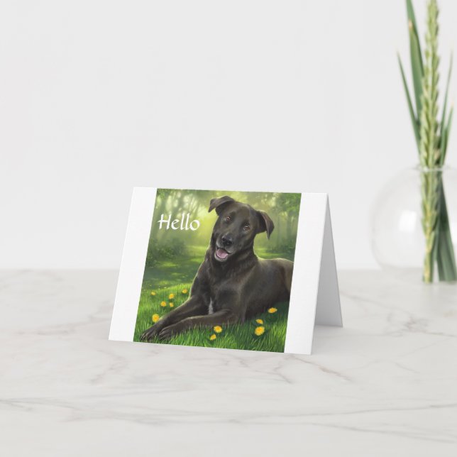 Hej Black Labrador Retriever Greeting Card Kort (Framsida)