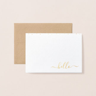Hej Blank Foil Note-kort Folierat Kort
