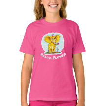 “Hej, blomma! – Söt gul elefant t-shirt för