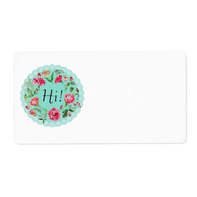 Hej! Blommig krans Vintage lantliga adressetikette Fraktsedel (Framsidan)