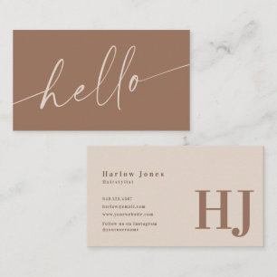 Hej Boho Minimalist Namnteckning Neutralt Tone Visitkort