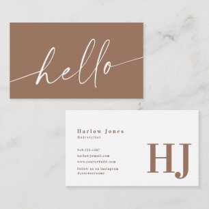 Hej Boho Minimalist Namnteckning Neutralt Tone Visitkort