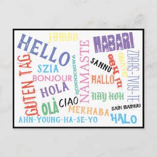 Hej Bonjour Jambo Ciao-postkort Vykort