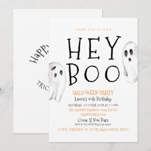 Hej Boo, Cute Ghost Halloween-inbjudan Inbjudningar