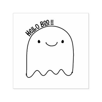 Hej Boo - Cute Halloween Ghost Självfärgande Stämpel