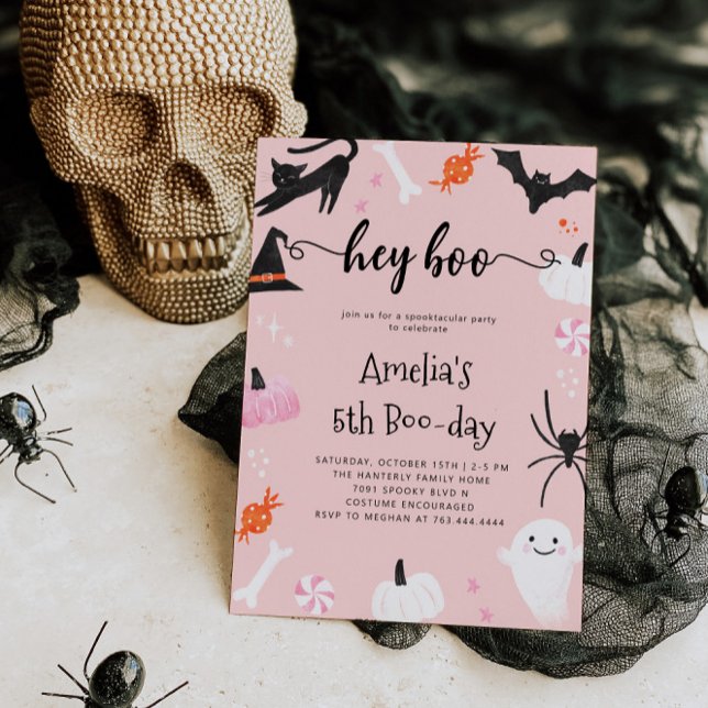 Hej Boo Halloween Birthday-inbjudan Inbjudningar (Skapare uppladdad)