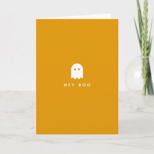 Hej Boo Halloween   Ghost Modern Minimalist Cute Kort