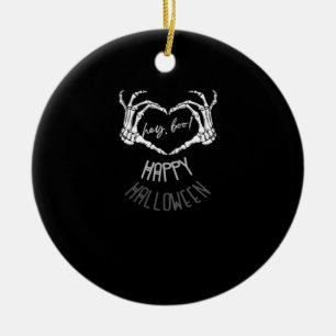 Hej, Boo! Happy halloween Skeleton Hand Heart Clas Julgransprydnad Keramik