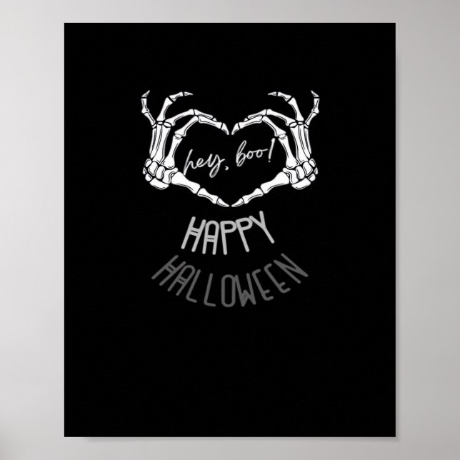Hej, Boo! Happy halloween Skeleton Hand Heart Clas Poster (Framsidan)