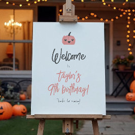 Hej Boo Modern Halloween Birthday Välkomstskylt Poster