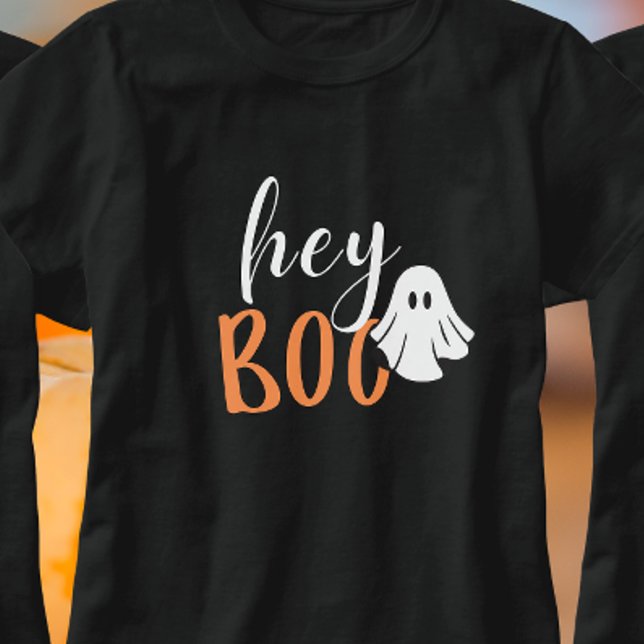 Hej Boo Orange Black Funny Halloween Ghost T Shirt (Skapare uppladdad)