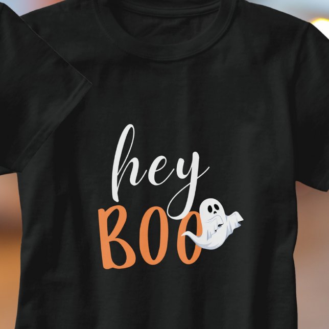 Hej Boo Orange Black Funny Halloween Ghost T Shirt (Skapare uppladdad)