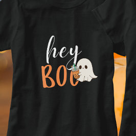 Hej Boo Orange Black Funny Halloween Ghost T Shirt