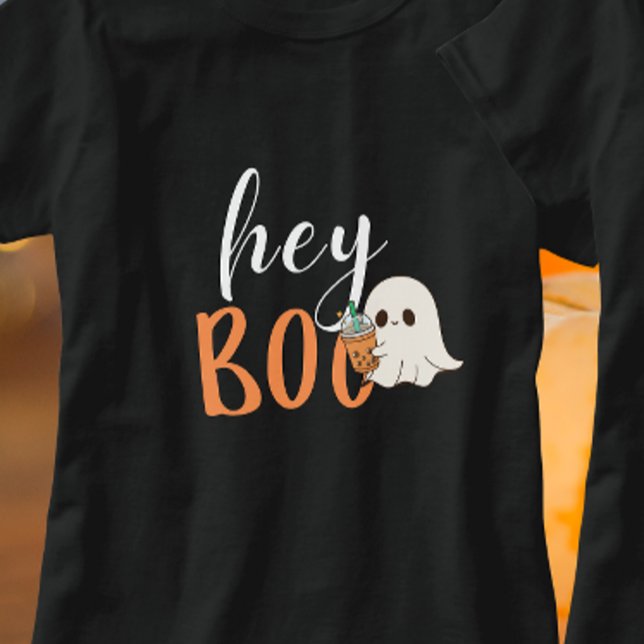 Hej Boo Orange Black Funny Halloween Ghost T Shirt (Skapare uppladdad)