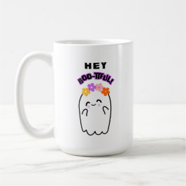 Hej Boo-tiful Cute Ghost & Flowers Halloween Gift Kaffemugg
