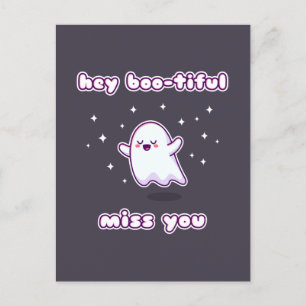 Hej, Boo-tiful Miss You Pun Card Vykort