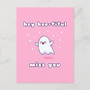 Hej, Boo-tiful Miss You Pun Card Vykort