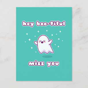Hej, Boo-tiful Miss You Pun Card Vykort