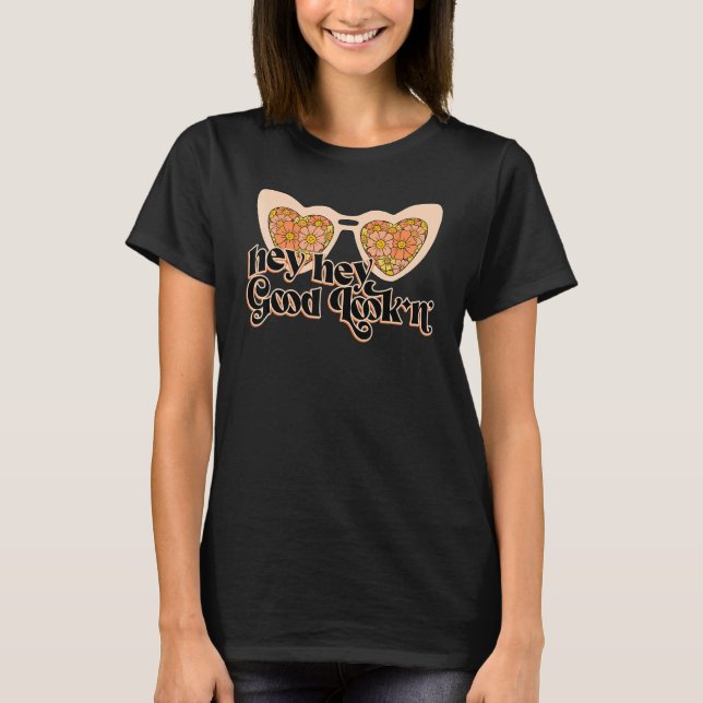 Hej Bra Lookin Retro Solros Positive Mind T Shirt (Framsida)