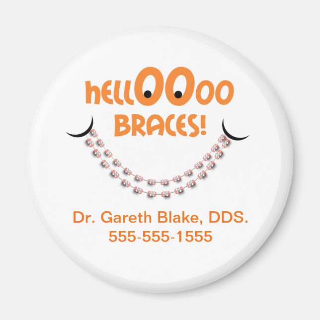 Hej Braces-Orange Ortodontisk marknadsföring Magnet (Framsidan)